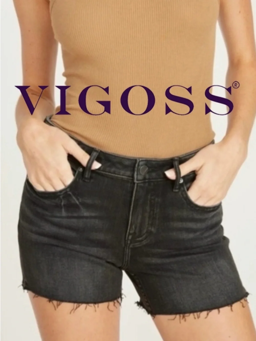 🖤🧡🔥Vigoss Marley Black Denim Shorts Size 27 | Distressed Cutoff Raw Hem